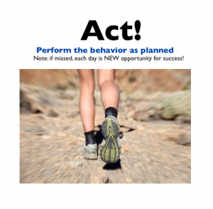 Act: Perform the behavior as planned (habits)