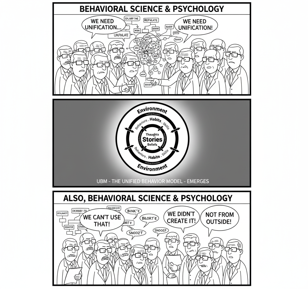 Unification of Behavioral Science strongly desired until it's produced by an outsider... Ha!